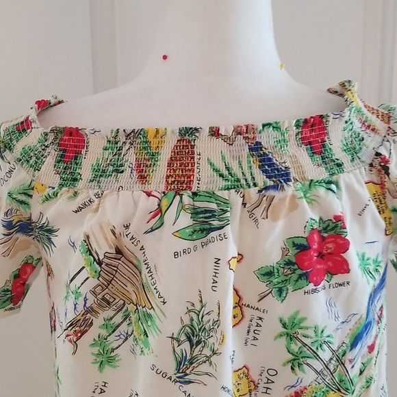 - J. Crew, Hawaiian print shift dress, 100% cotton, size 0, Hawaiian Island - Picture 5 of 16